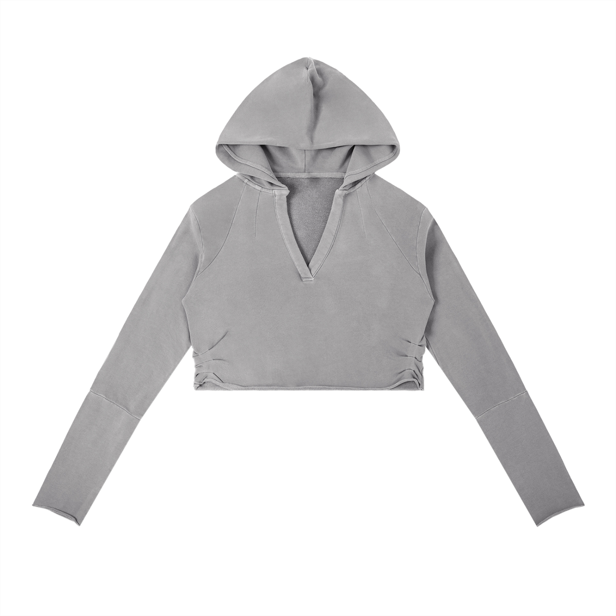 Hidden Icon Raw Crop Hoodie