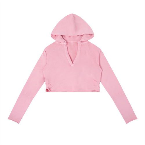Hidden Icon Raw Crop Hoodie