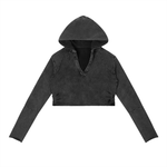 Hidden Icon Raw Crop Hoodie