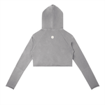 Hidden Icon Raw Crop Hoodie